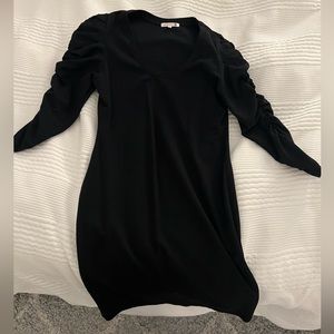 SUNDRY 
Ruched Sleeve Mini Dress 
Black, 0